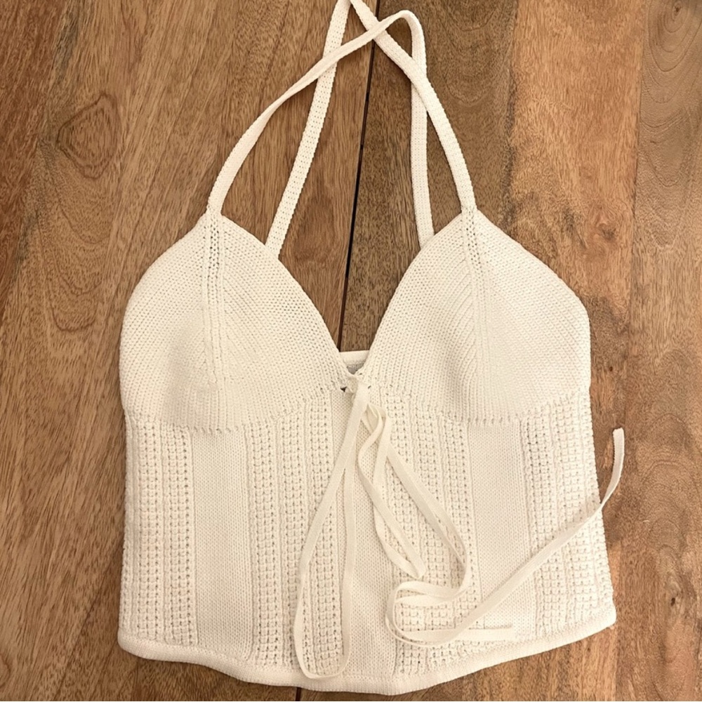 Zara Cream Textured Knit Top